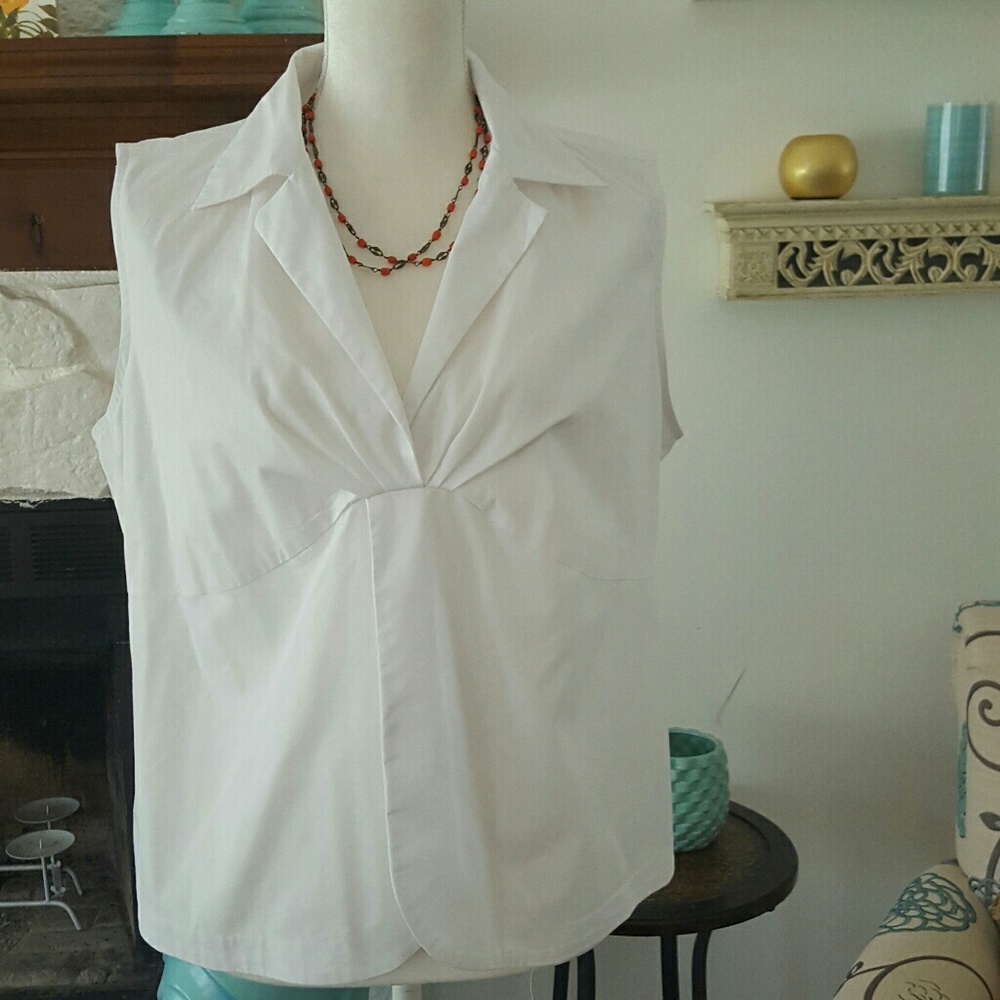 CATO WOMAN WHITE SLEEVELESS BLOUSE/TOP 14/16W